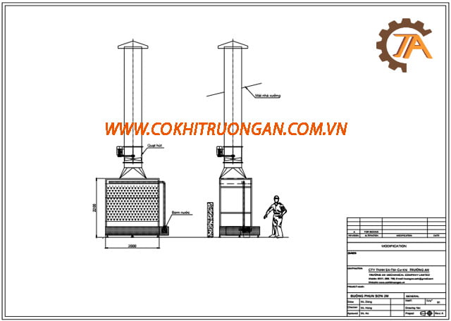 bãn vẽ buồng phun sơn màng nước 2m