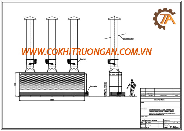 bản vẽ buồng phun sơn màng nước 6m